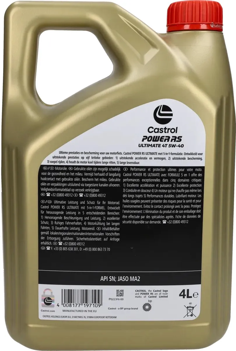 Castrol Power RS Ultimate 4T 5W40 Motorolie 4L