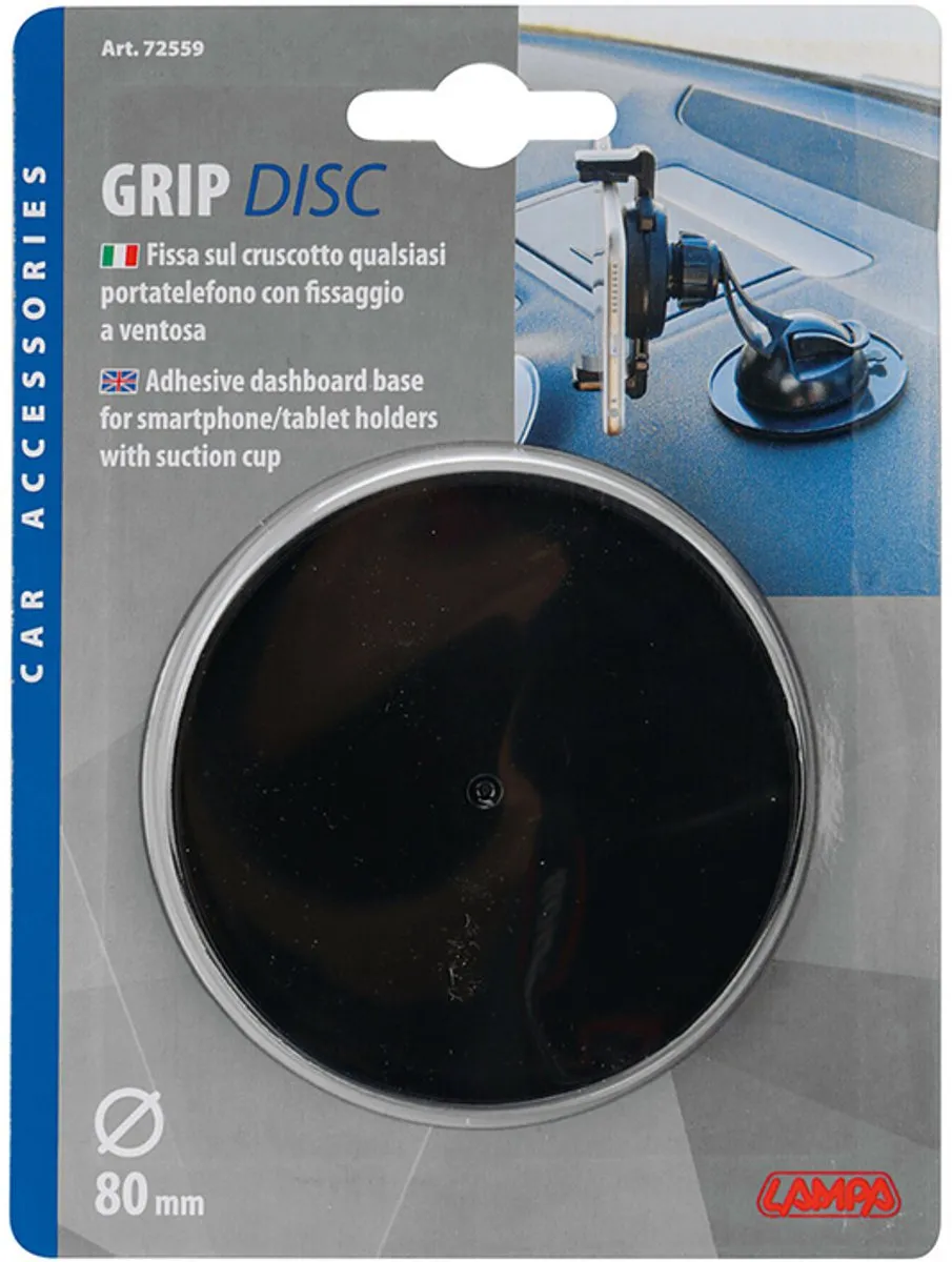 Lampa Grip Disc Dashboardbevestiging Ø80mm - Zwart
