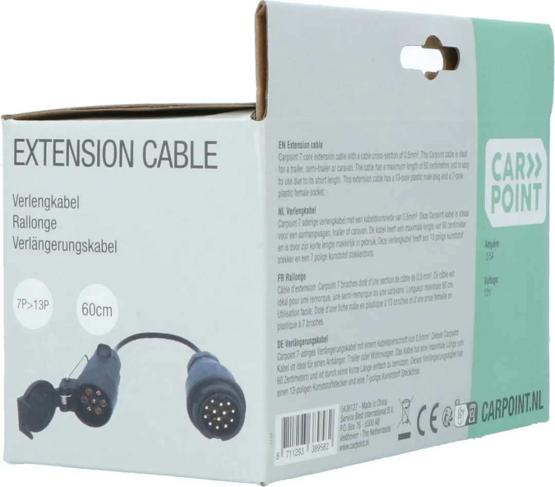 Carpoint Trailer Verlengkabel 13P naar 7P - 60cm - 7-aders 0,5mm²