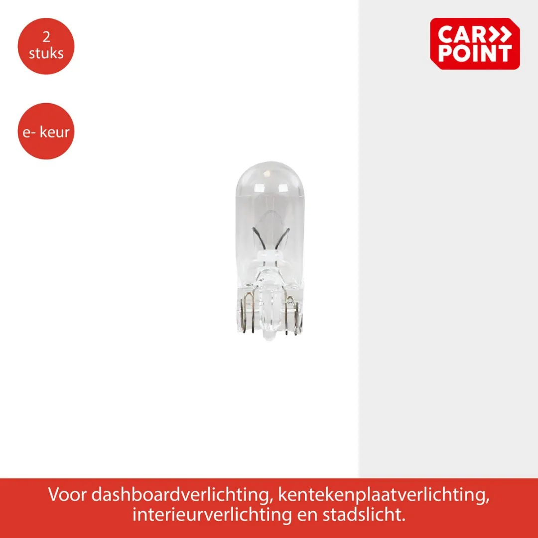 Carpoint Premium Autolampen W5W 12V - 2 Stuks