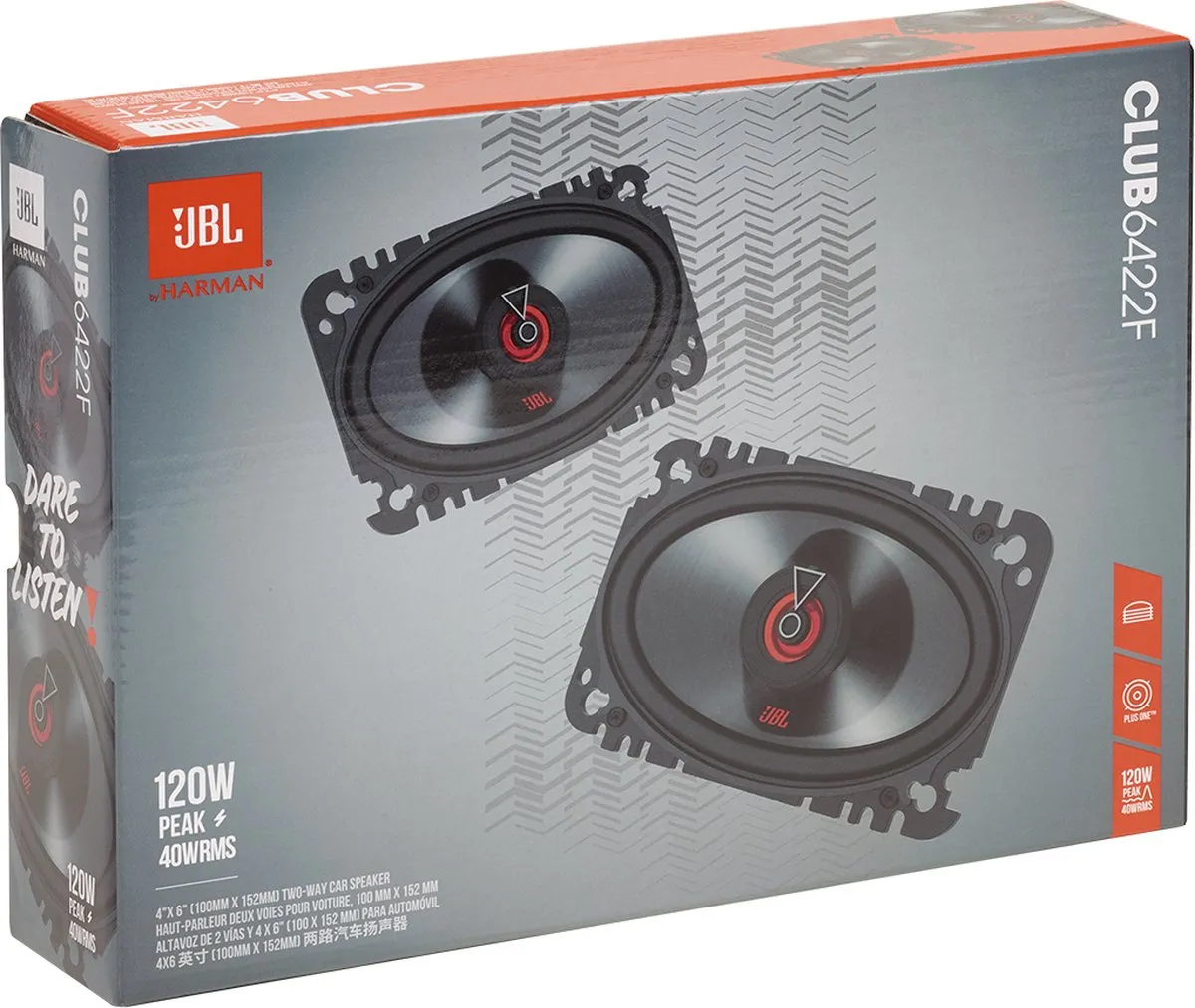 JBL Club 6422F Autospeakers 120W - 2-weg Coaxiaal - Zwart