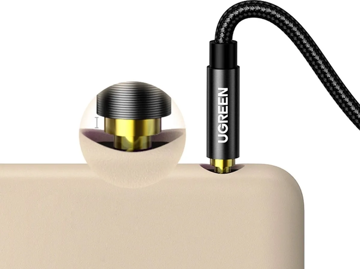 Ugreen AUX Audiokabel 3,5mm Haakse Stekker - 2m - Blauw