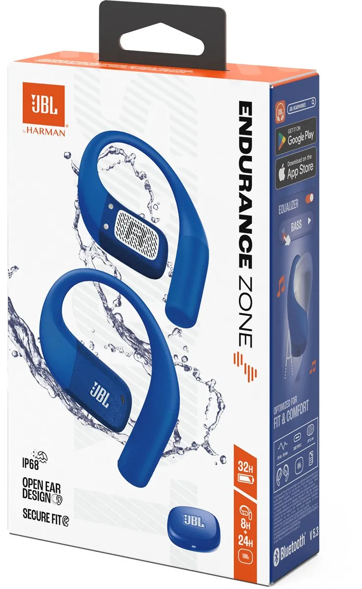 JBL Endurance Zone JBLENDUZONEBLU Draadloze Sportoordopjes - 32 uur - IP68 - Blauw