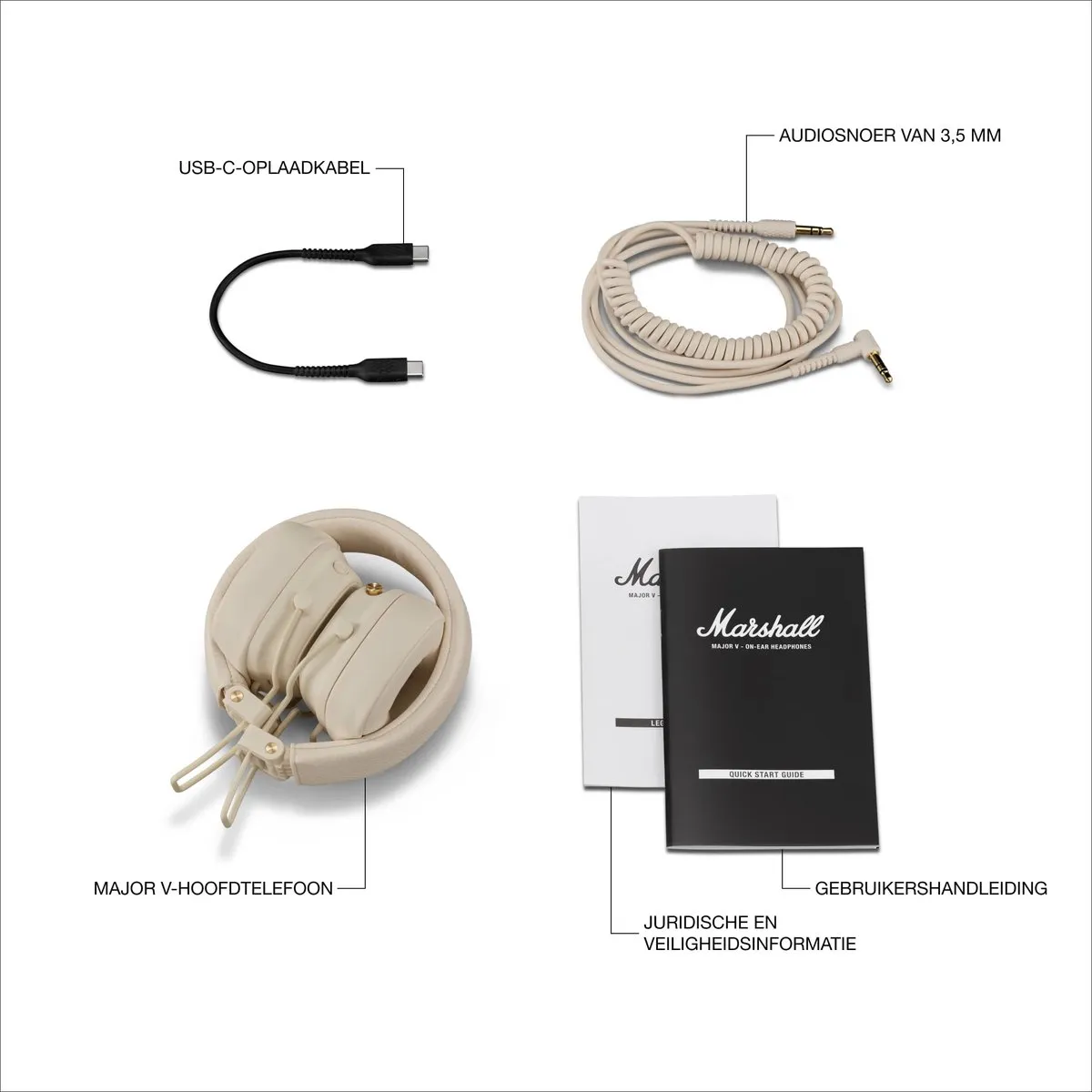 Marshall Major V 228158 On-Ear Bluetooth Koptelefoon - Cream