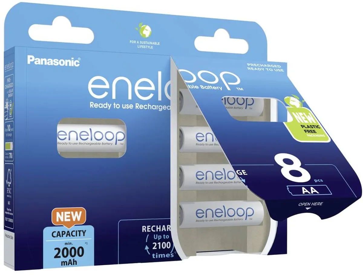 Panasonic eneloop AA Oplaadbare Batterijen 2000mAh - 8 Stuks