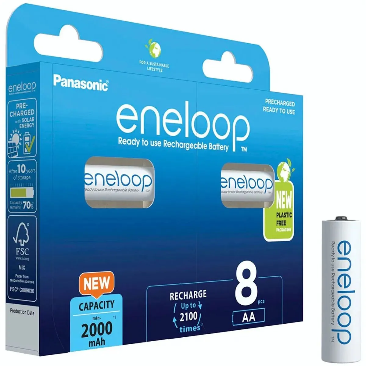 Panasonic eneloop AA Oplaadbare Batterijen 2000mAh - 8 Stuks