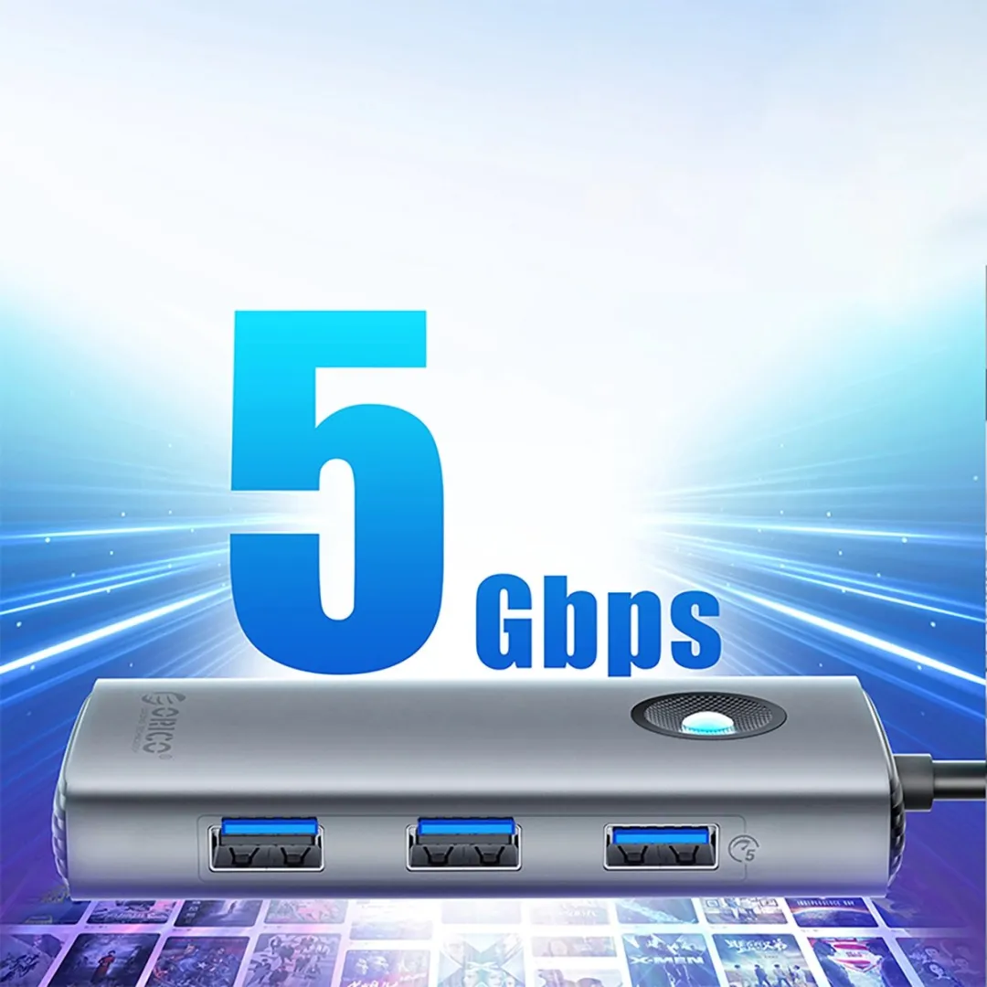 ORICO Hub PW11-5P USB-C - 1x USB-A 3.0 2x USB-A 2.0 1x HDMI - Transparant