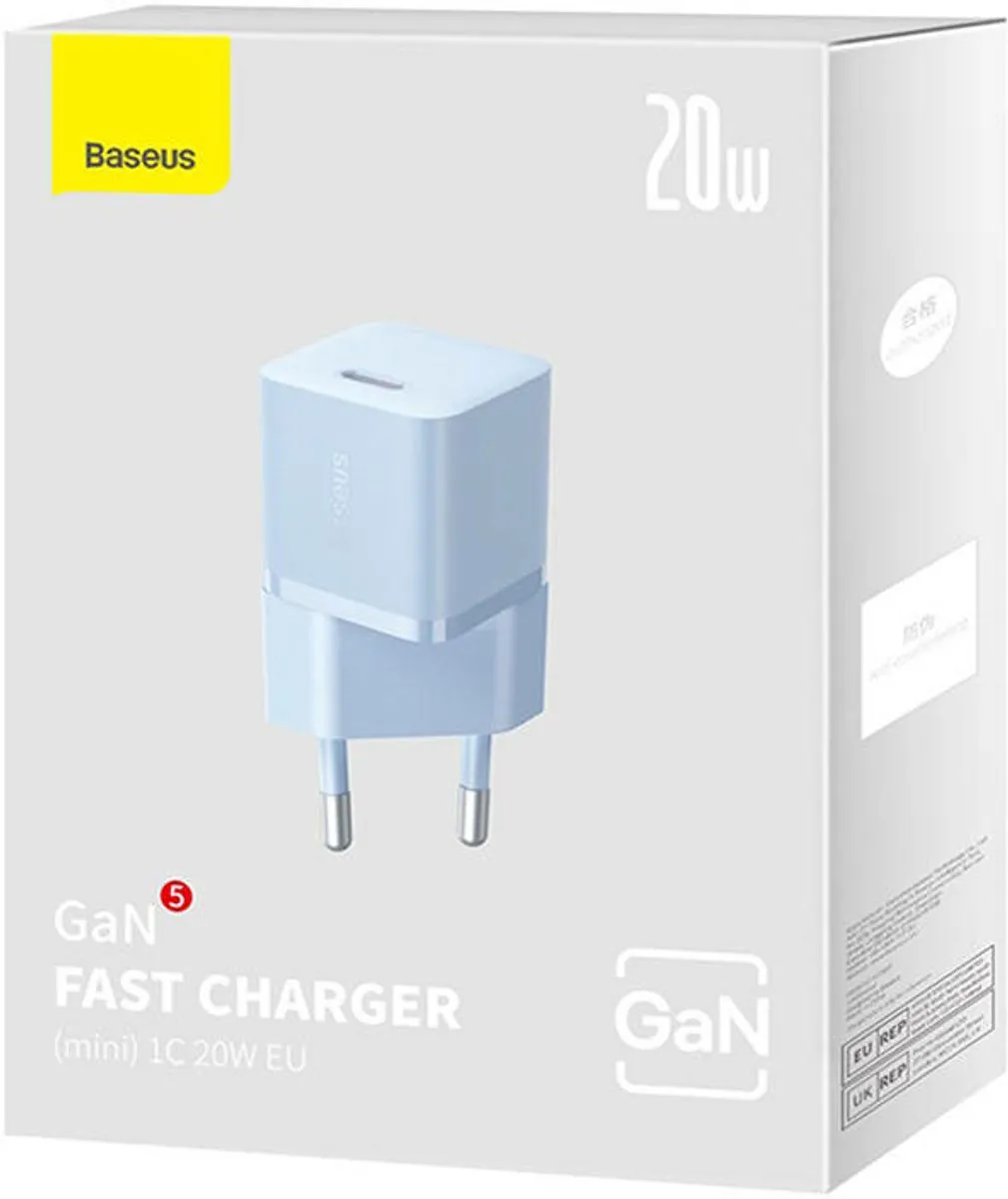 Baseus GaN5 CCGN050103 USB-C Snellader 20W - Blauw