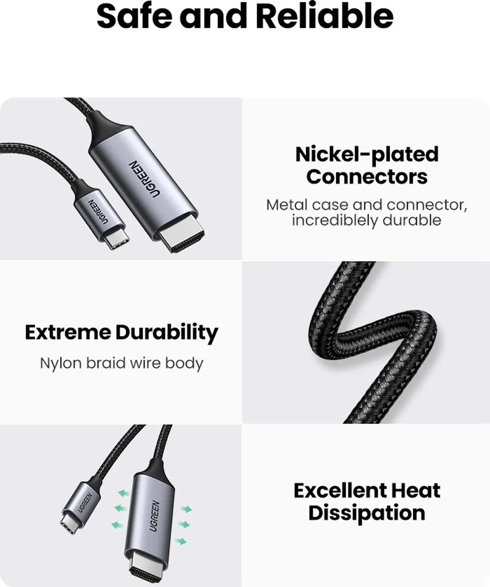 Ugreen USB-C naar HDMI Kabel 4K MM142-50570 - 1.5m - 60fps - Zwart
