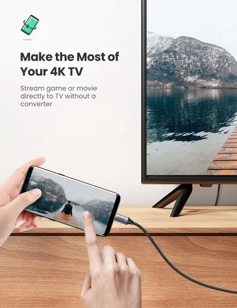Ugreen USB-C naar HDMI Kabel 4K MM142-50570 - 1.5m - 60fps - Zwart