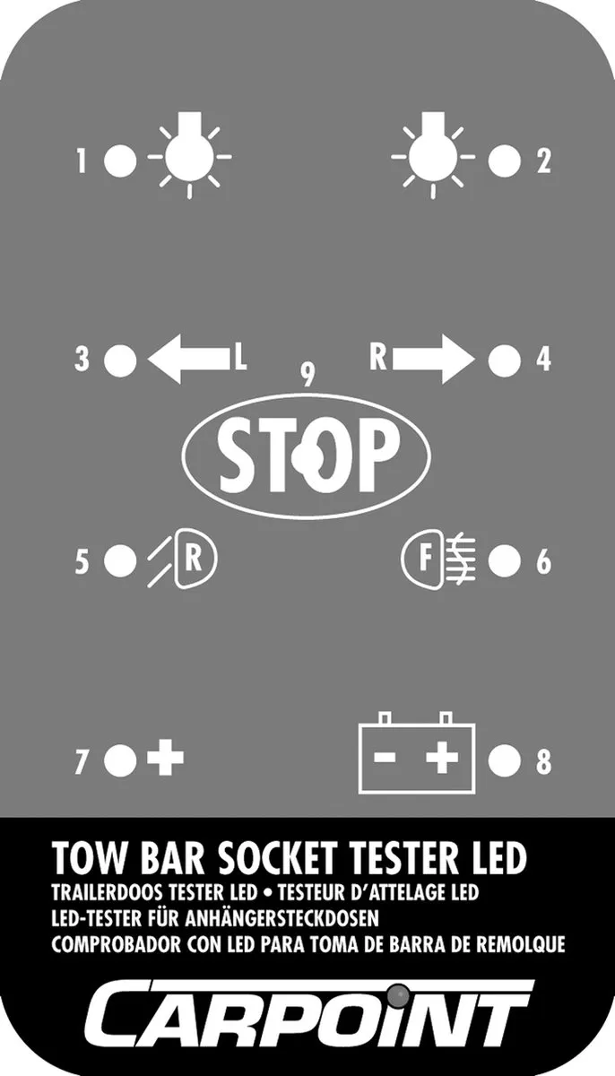 Carpoint Stekkerdoos Tester LED 12V - 330cm Kabel - Zwart