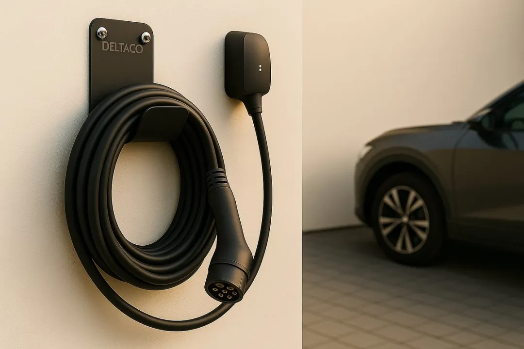 Deltaco EV-5115 Wandhouder Oplaadkabel Elektrische Auto - Metaal - Zwart