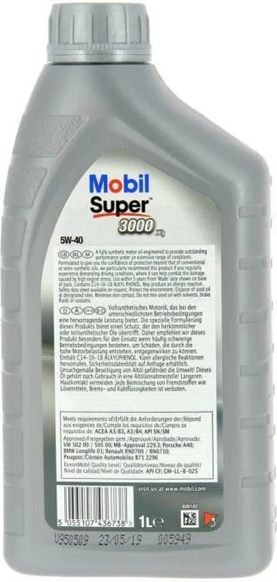 Mobil Super 3000 5W40 Motorolie 1L