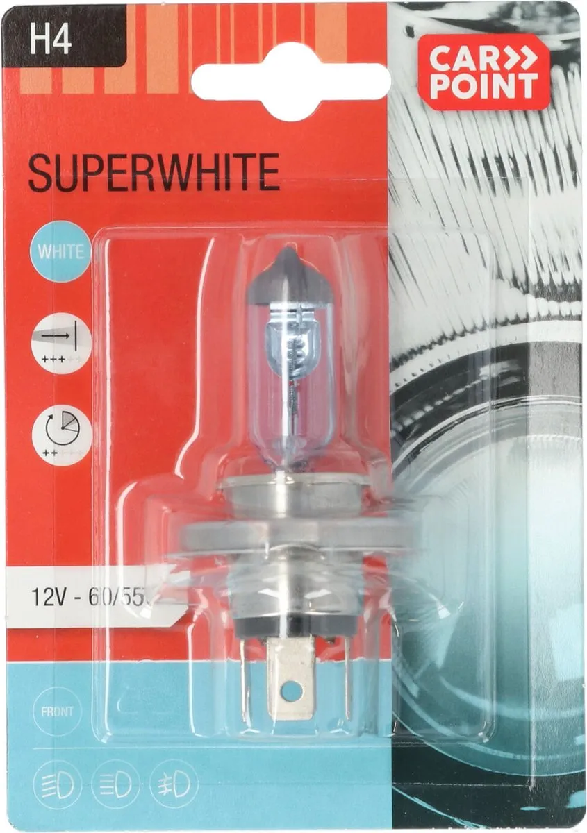 Carpoint Superwhite Halogeen H4 12V 60/55W - Helder Wit