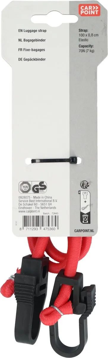 Carpoint Bagagebinder Ø9mm - 100cm Rood