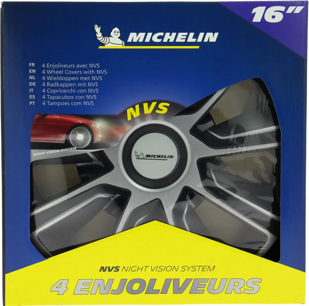 Michelin Wieldoppen 16 Inch - Zilver/Zwart - 4 Stuks - afbeelding 6 van 6