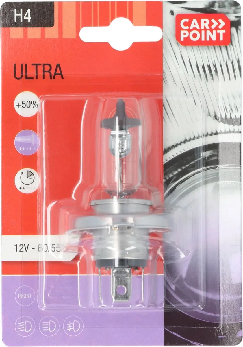 Carpoint Ultrabright H4 Halogeenlamp 12V60/55W - Helder Wit