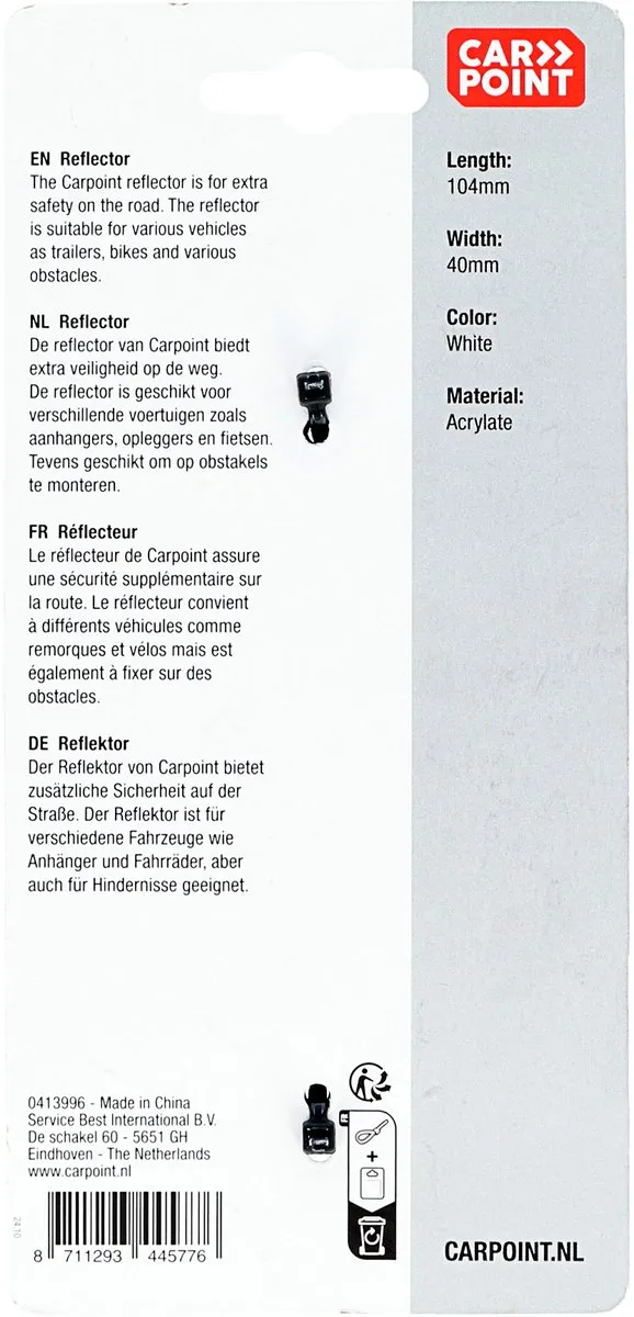 Carpoint Reflector Wit 104x40mm - 2 Stuks