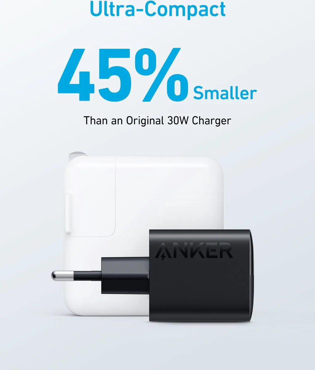 Anker 323 A2331G11 USB-C Oplader 33W - 2 Poorten - Zwart