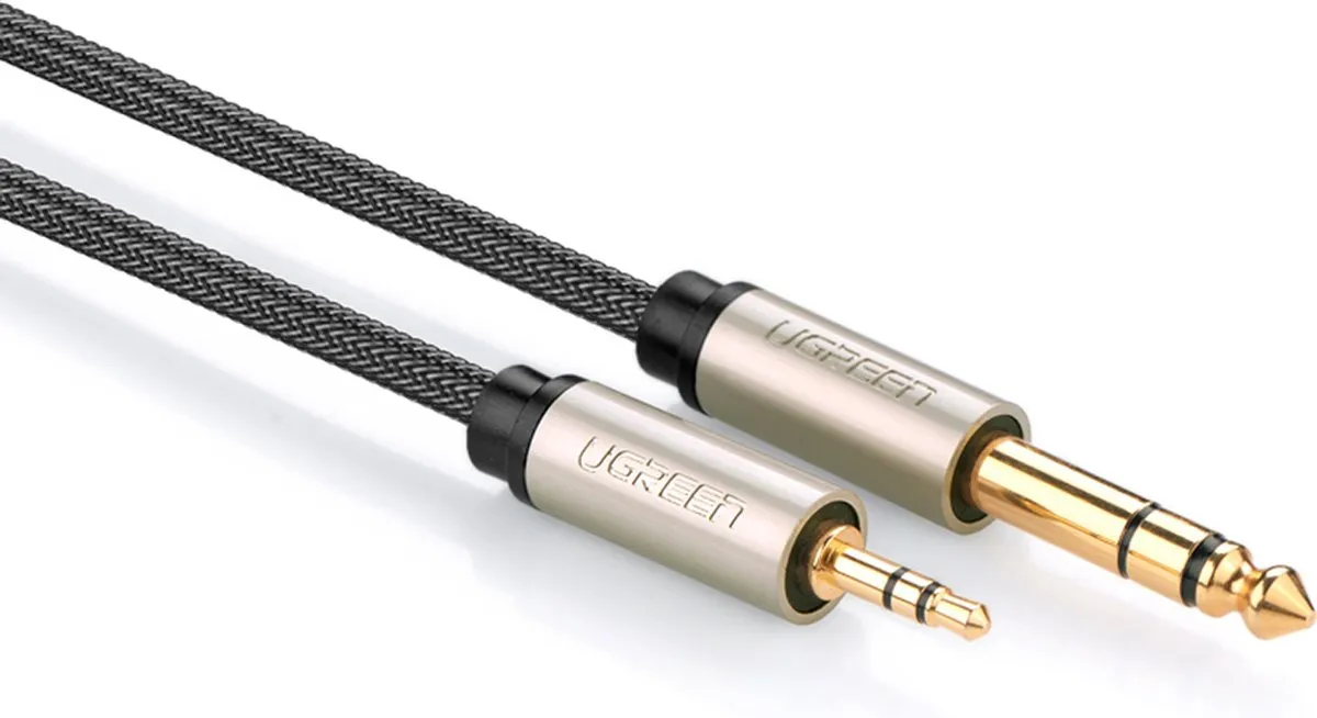 UGREEN TRS Audiokabel 3,5mm naar 6,35mm - 2m - Zwart