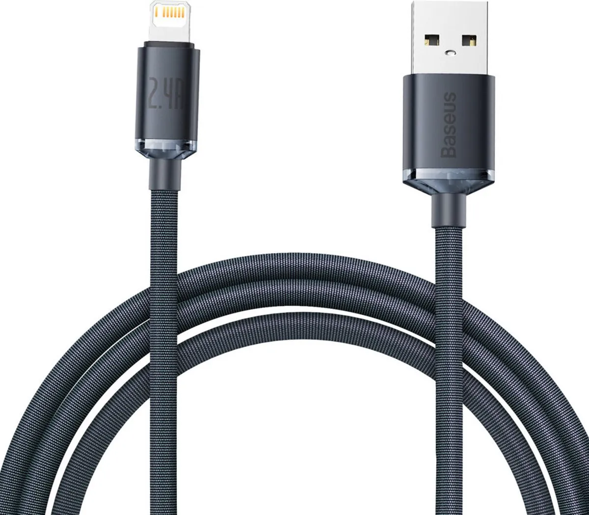 Baseus Crystal Shine Series USB-kabel Lightning - 2m - 2.4A - Zwart