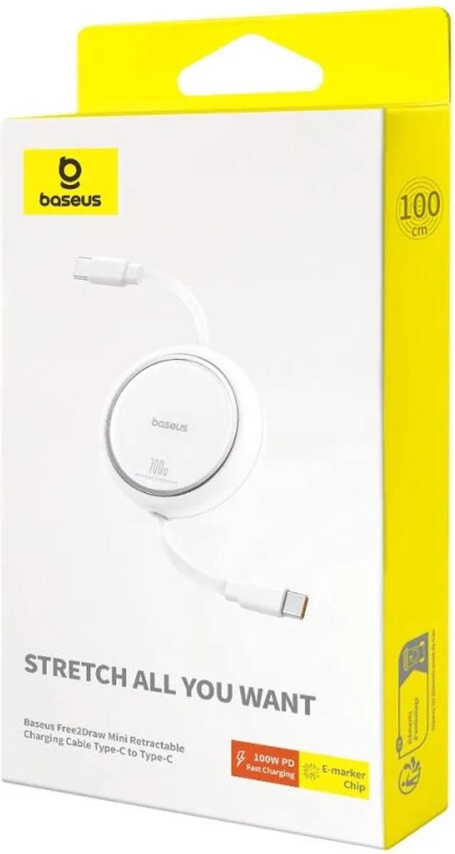 Baseus Free2Draw Mini USB-C Kabel 100W 1m - Wit