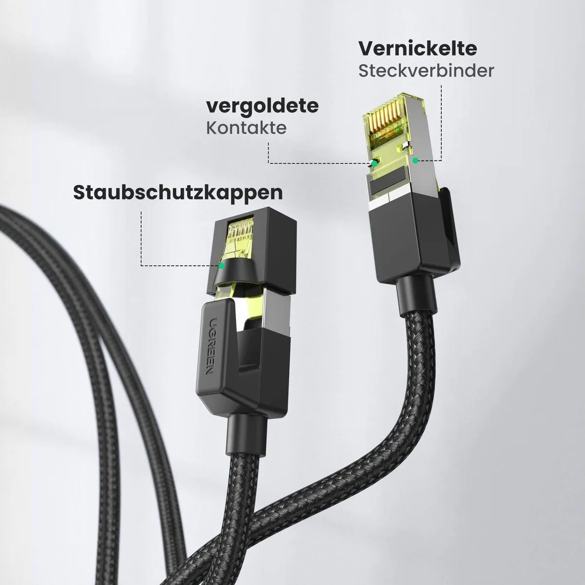 UGREEN Cat7 FTP Ethernet Kabel 10Gbps 600MHz RJ45 - 2m - Zwart