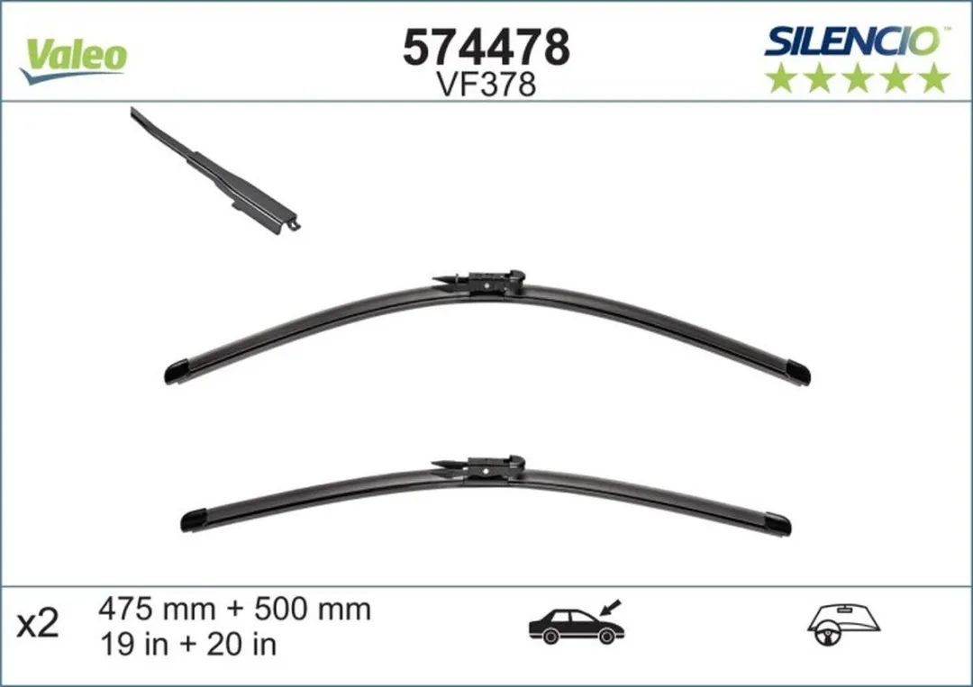 Valeo Silencio VM378 Flatblade Set - Zwart