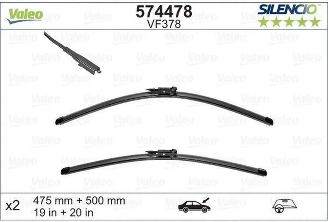 Valeo Silencio VM378 Flatblade Set - Zwart