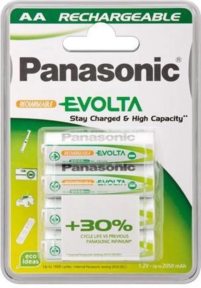 Panasonic EVOLTA AA Oplaadbare Batterijen 1900mAh