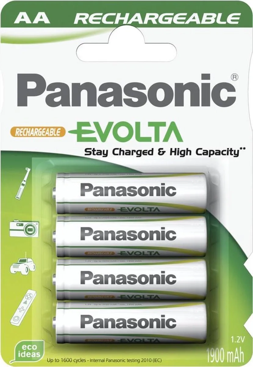 Panasonic EVOLTA AA Oplaadbare Batterijen 1900mAh - 4 Stuks