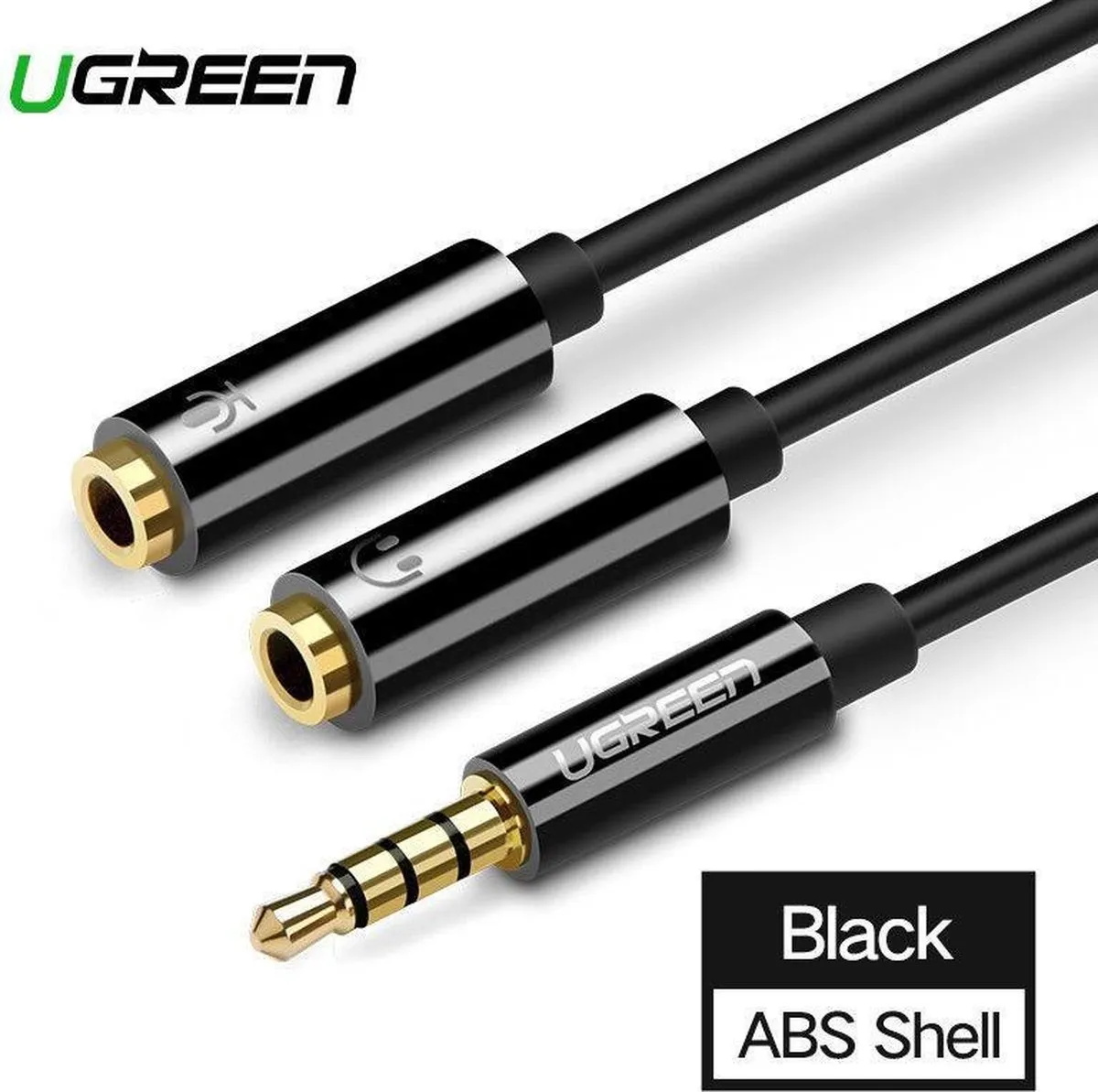 UGREEN AV141-30620 Koptelefoonsplitter 20cm - 3.5mm Male naar 2x Female - Zwart