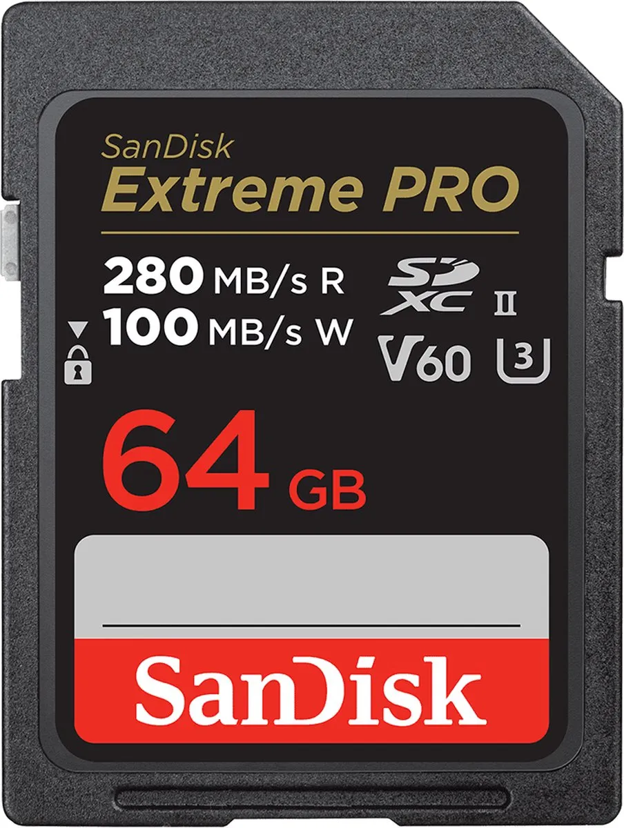 SANDISK Pro SD-Kaart 64GB V60 UHS-II 280/100MB/s