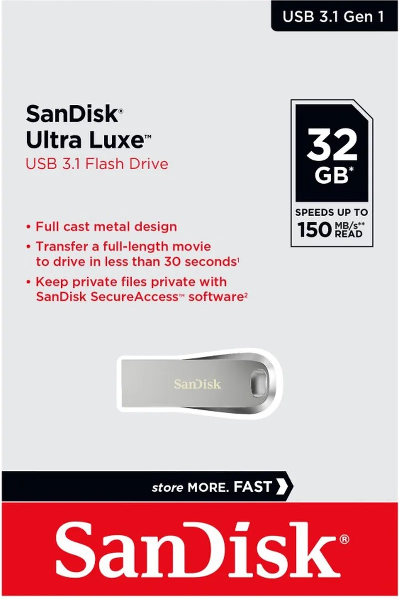 SanDisk Ultra Luxe SDCZ74-032G-G46 USB-stick 32GB - Zilver