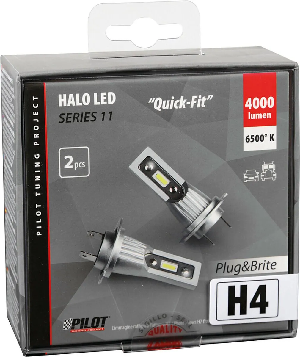 Lampa Halo Led Motor 12/24V H4 15W - 2 Stuks - 6500K - 4000 Lumen
