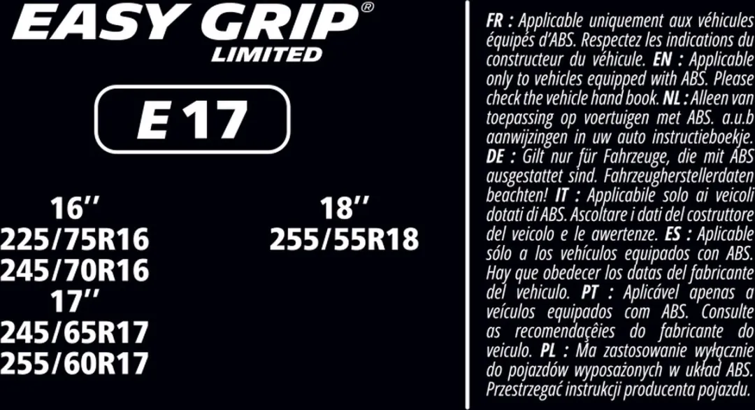 Michelin Easy Grip EG-E17 Sneeuwkettingen - 225/75R16 t/m 255/60R18