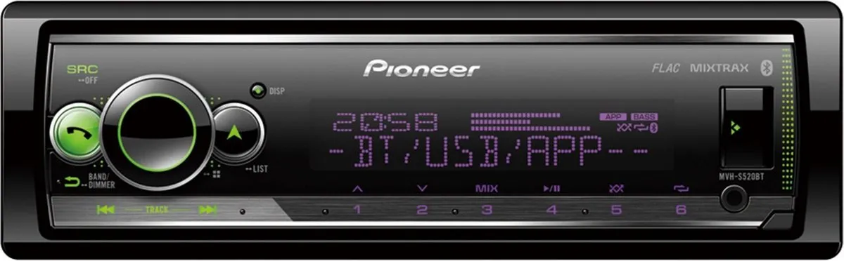 Pioneer MVH-S520BT Autoradio - 4x50W - Zwart