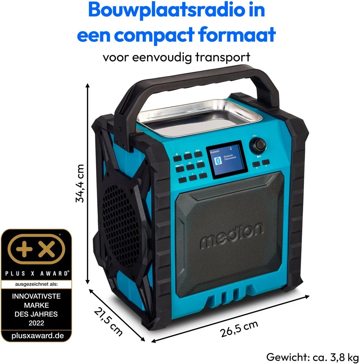 Medion MD43896 Bouwplaatsradio - 15W - DAB+/UKW - Groen