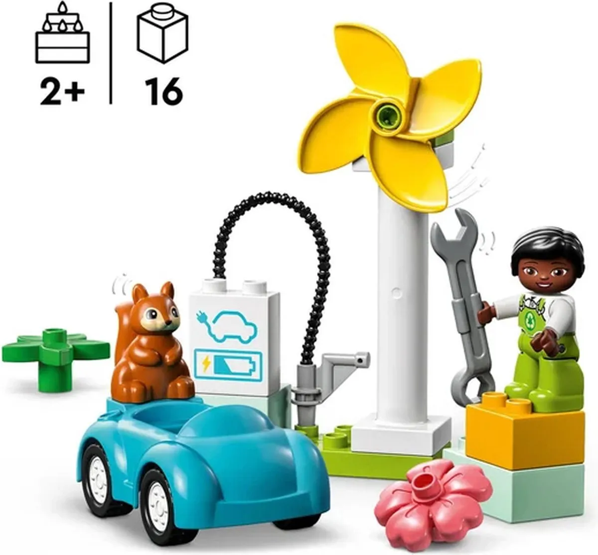 LEGO DUPLO 10985 Stad Windmolen en Elektrische Auto Set - 2 Figuren - afbeelding 6 van 6
