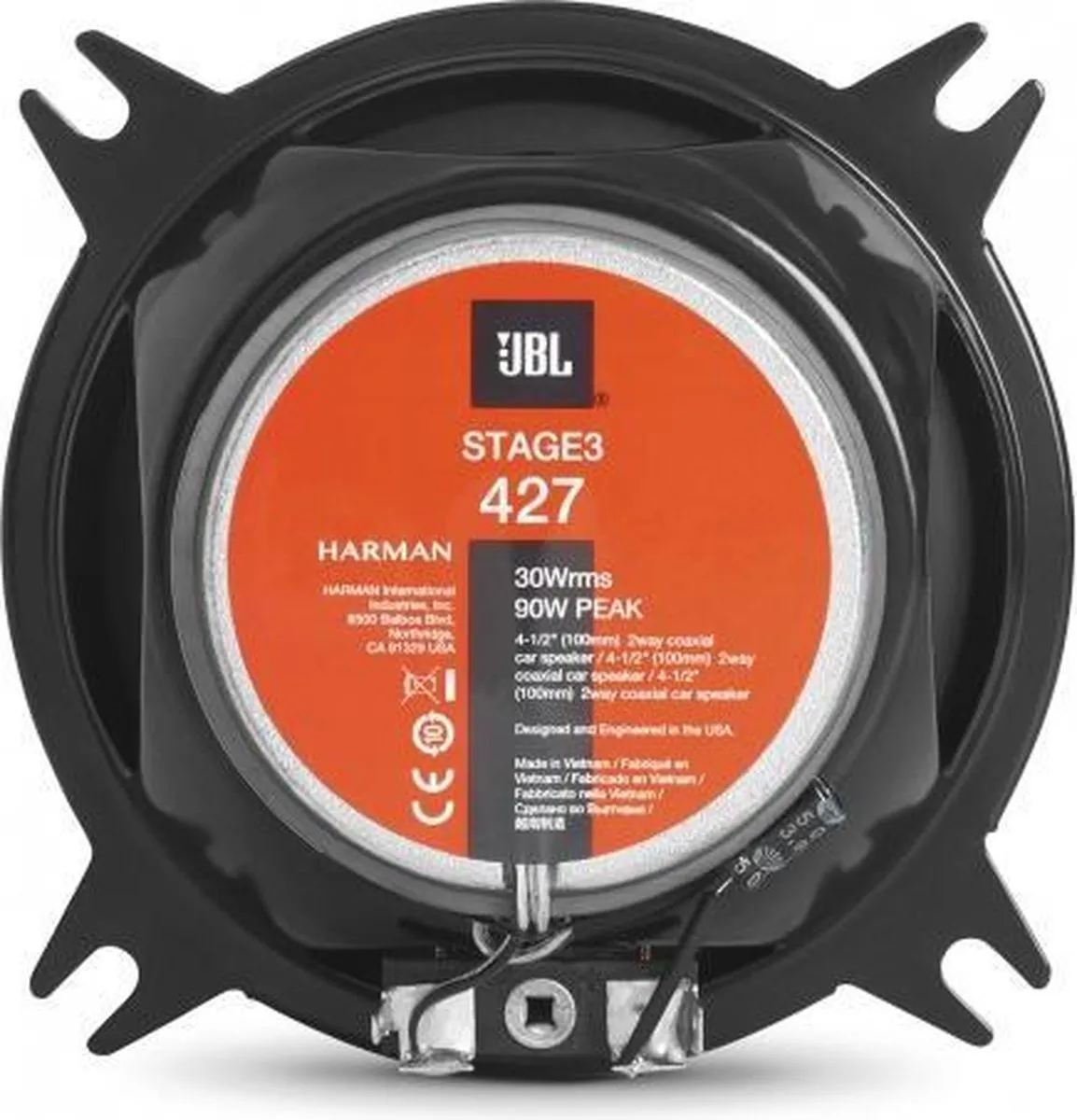 JBL Stage3 427 Coaxiale Inbouwspeakers 150W - Zwart