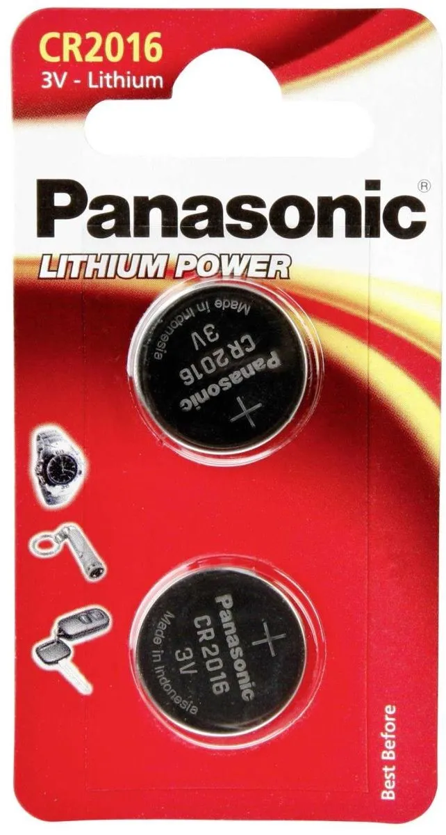 Panasonic Lithium Power CR2016 Knoopcelbatterij - 90mAh - 2 Stuks