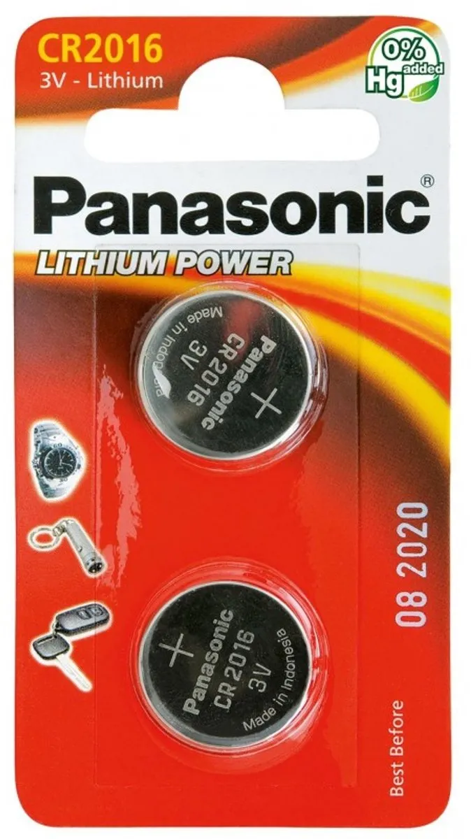 Panasonic Lithium Power CR2016 Knoopcelbatterij - 90mAh - 2 Stuks