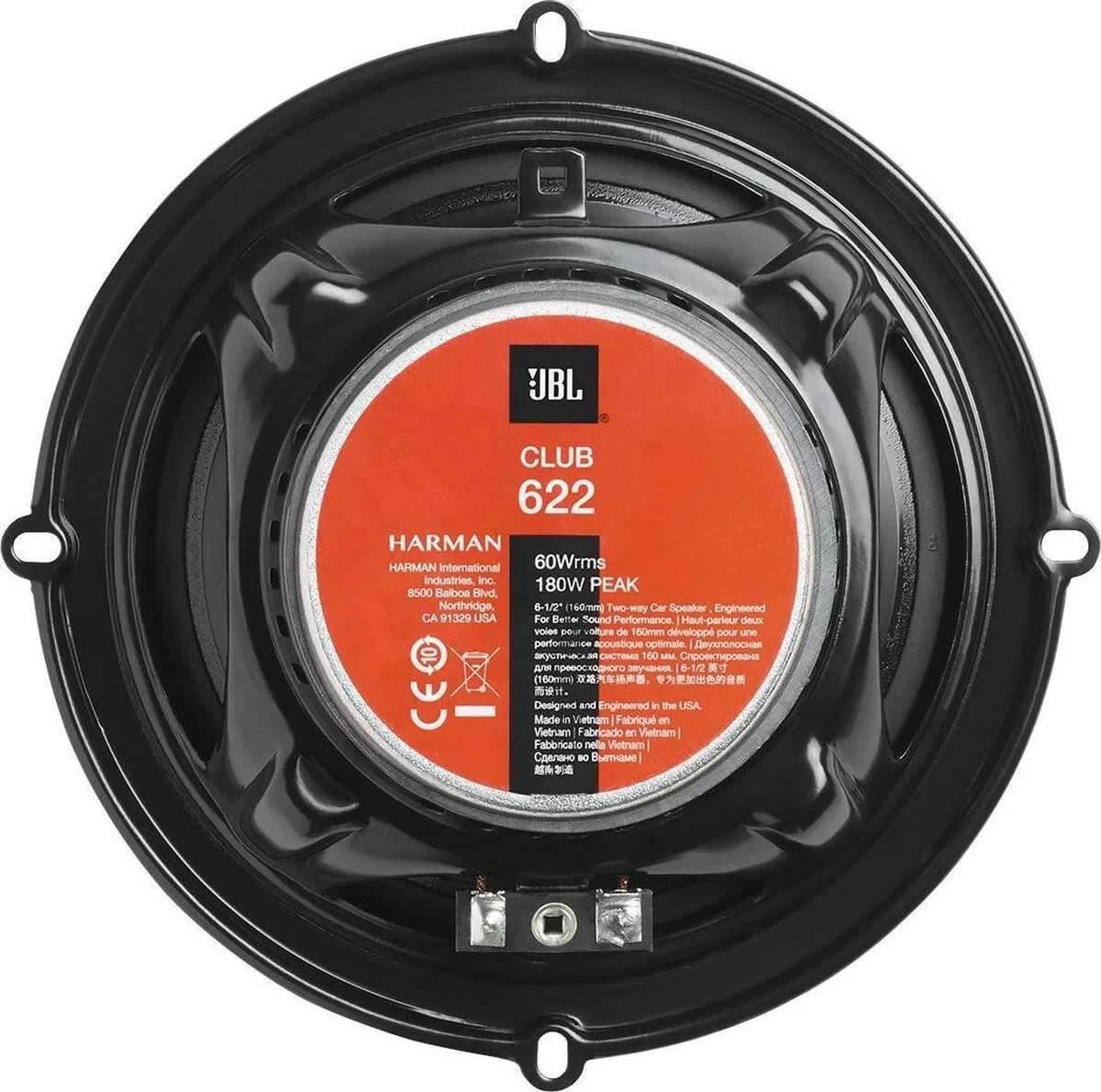 JBL Club 622 Autospeakers 180W - 2-delig - Ø16,5cm - Zwart/Oranje