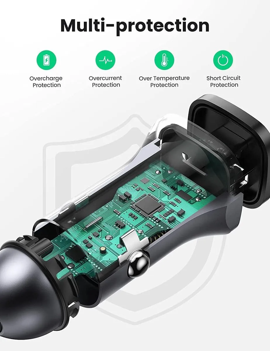 Ugreen Autolader USB-C 24W Power Delivery - Zwart - afbeelding 6 van 6