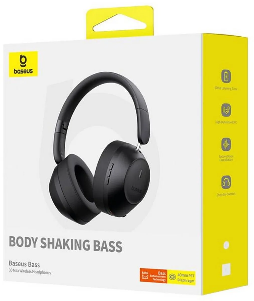 Baseus Bass 30 Max Bluetooth Koptelefoon - 50 uur - Zwart