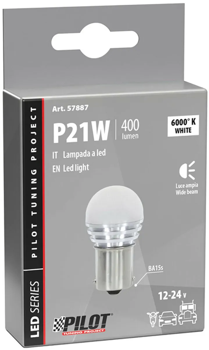 Lampa LED Series 10/30V P21W BA15s Lamp Wit - 1x SMD 9 Chips