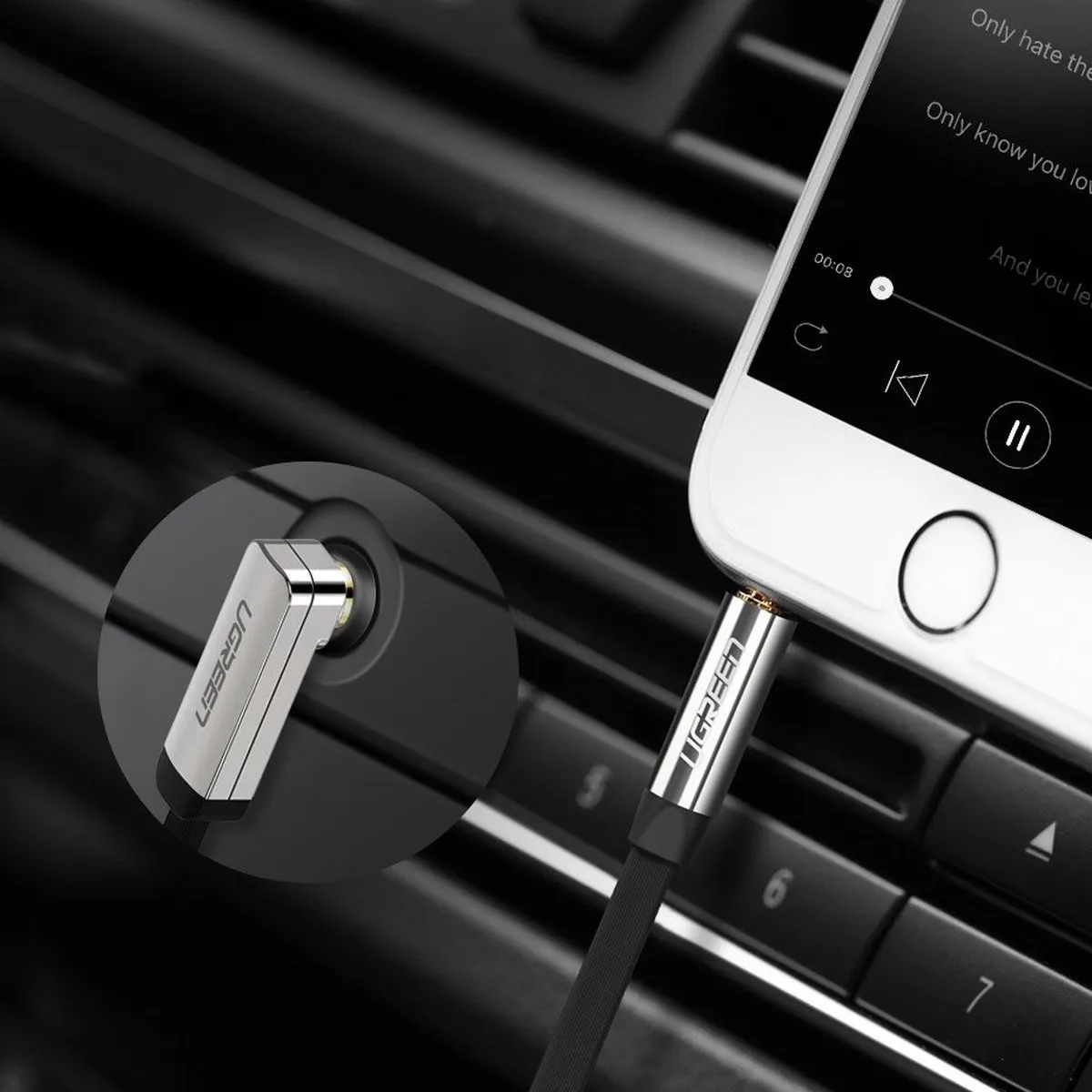 UGREEN UG004 Audiokabel 2m - 3.5mm Haaks - Zwart