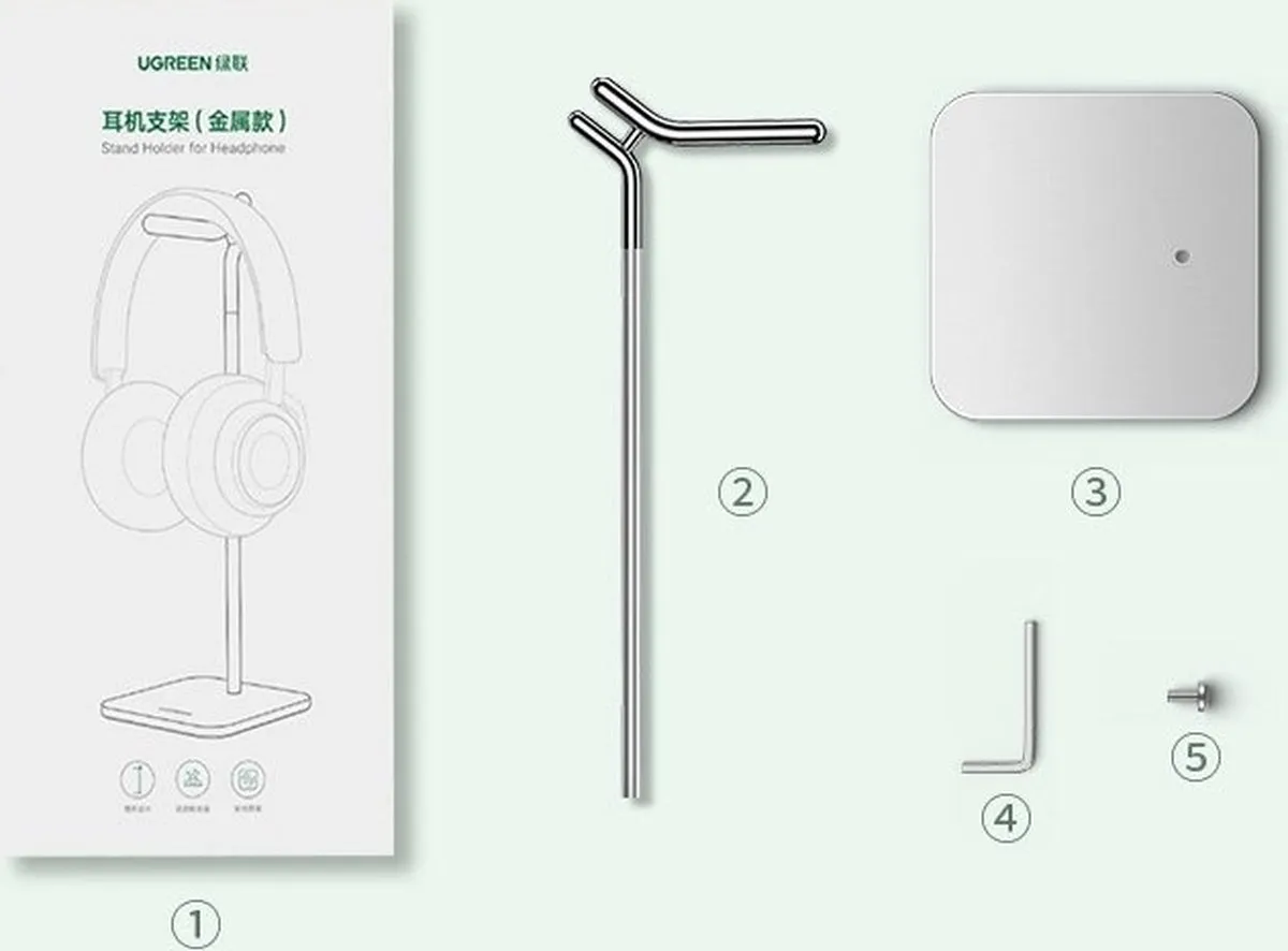 Ugreen Headset Stand - voor Bureau - Aluminium - Koptelefoon Houder - Zilver