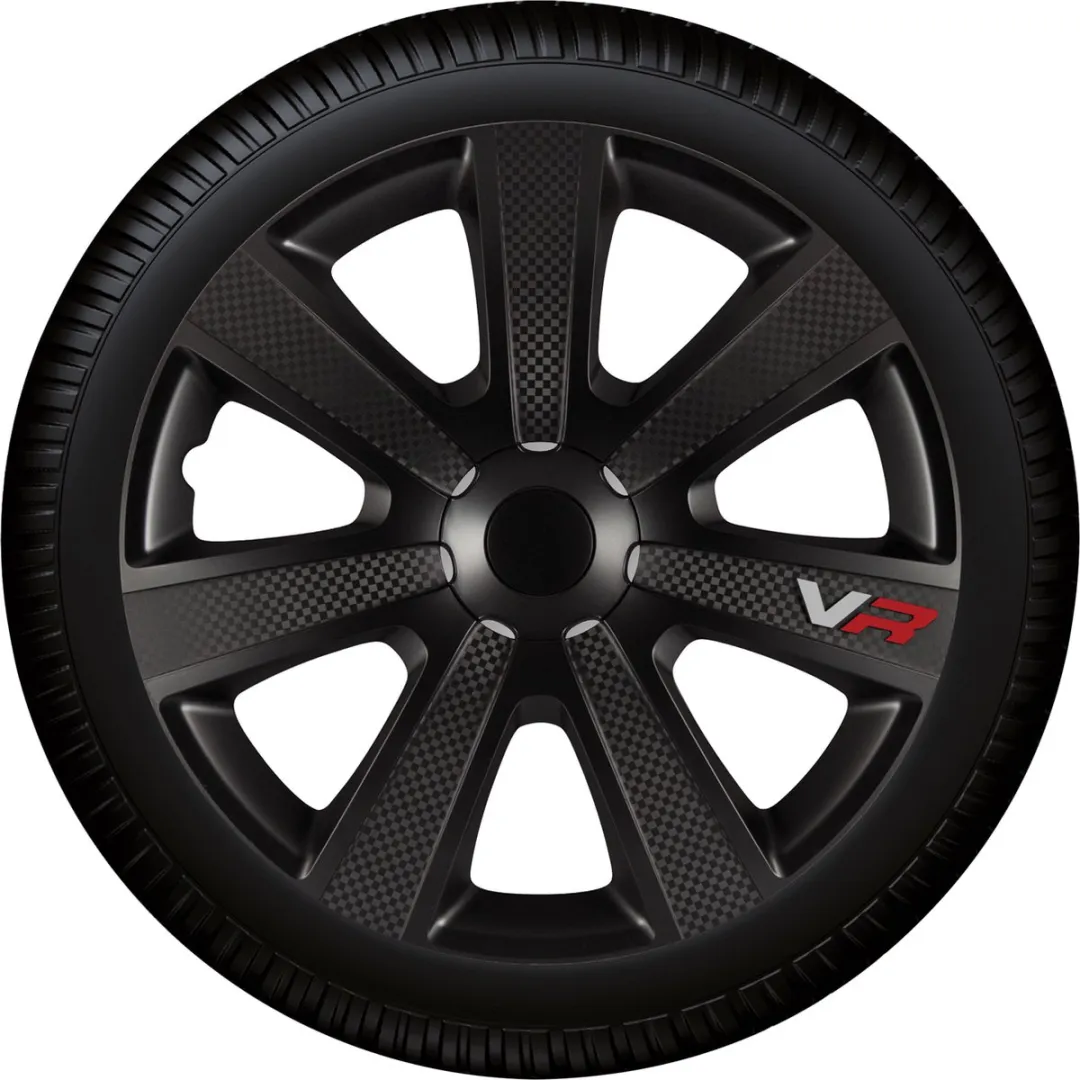 Carpoint Wieldoppen 16" VR Zwart Carbon-look - 4 Stuks
