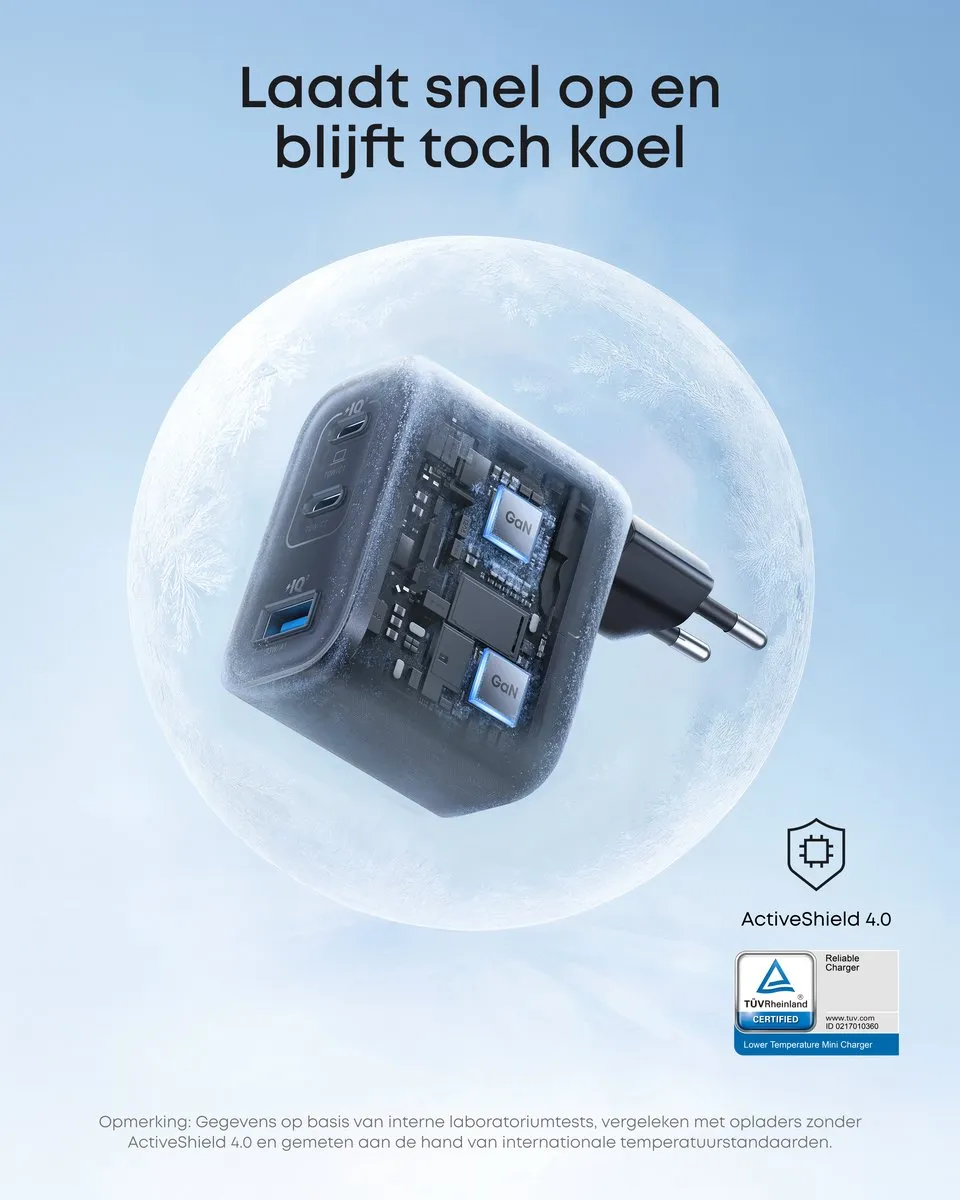 Anker Nano B121A311 Wandadapter 70W - 3 Poorten - Zwart